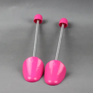 Pink plastic spring shoe trees for anti-deformation, portable boot shapers pair for men
