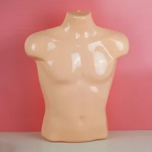 Male mannequin torso display half body plastic flesh colored chest piece for clothing shop showcase