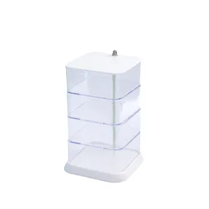 Scatola portaoggetti per gioielli girevole trasparente a 4 strati, organizer in plastica.
