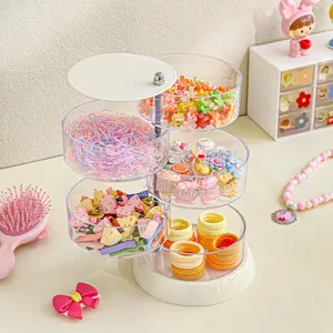 Transparante meerlaagse roterende opbergdoos voor leuke haaraccessoires en sieraden