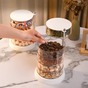 Transparante meerlaagse roterende opbergdoos desktop organizer voor snacks en sieraden
