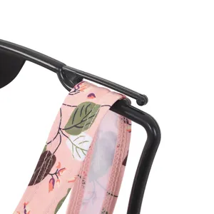Black plastic swimsuit hanger detail view, sturdy display hook designed for swimwear stores.