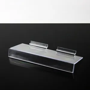 Étagère de présentation de chaussures en plastique transparent avec porte-étiquette magasin