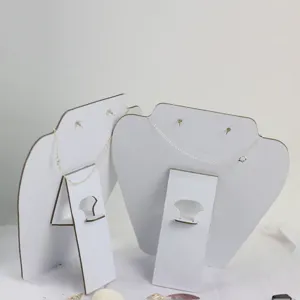 Foldable cardboard necklace display stand holder jewelry retail showcase storage rack.