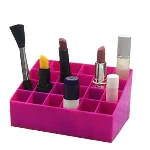 Organizzatore di trucco scatola di immagazzinaggio rosa 24 griglie supporto per rossetto