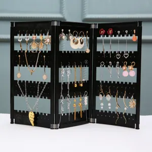 Plastic earring display rack folding screen jewelry organizer for stud earrings necklaces