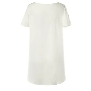Solid white short sleeve beach cover up dress, casual vacation summer swimwear wear.