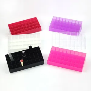 Clear Plastic Multi Grid Lipstick Holder Makeup Organizer Desktop Cosmetic Storage Display Rack For Lipstick Lip Gloss