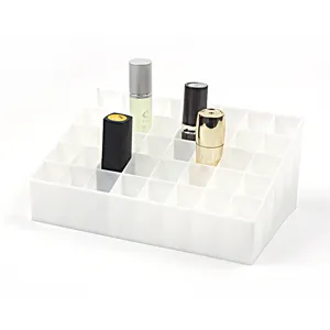 White plastic 40 grid lipstick organizer makeup display stand cosmetic storage box rack