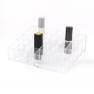 Clear acrylic 40-grid lipstick organizer desktop cosmetic display stand for makeup storage box
