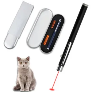 Multifunctional laser pointer pen with metal case and batteries for cat training toy use.