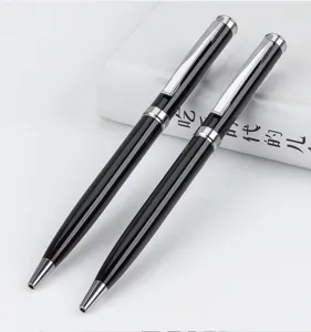 Professionele zwarte metalen balpennen met zilveren clip voor kantoor en zakelijk gebruik.