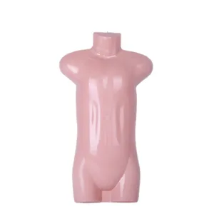 Pink plastic child mannequin torso for swimwear display, retail store clothing display prop