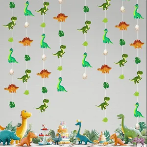Dinosaur hanging party banner decorations cute cartoon dino garland kids birthday party decor