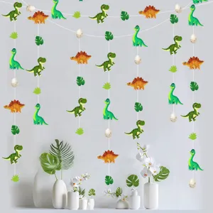 Cute dinosaur hanging garland party decoration set for kids birthday celebration events and fun.