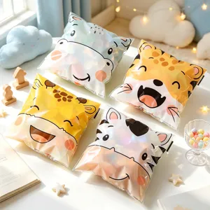 Sachets zippés en plastique pour animaux mignons, emballage transparent de biscuits de bonbons