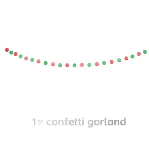 Christmas party decoration red and green paper confetti garland hanging festive party supplies