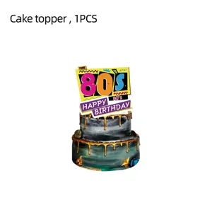 80er Jahre Thema Geburtstag Torte Topper Dekoration, Retro Stil 1Stk Kuchen Zubehör.