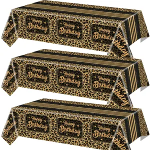 Detailansicht der Leopardenmuster Geburtstag Tischdecke Party Deko wasserdichte Tischabdeckung.