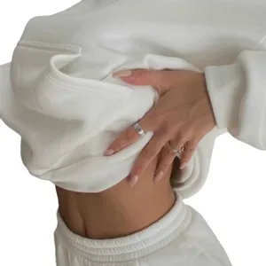Women solid color long sleeve casual hoodie and sweatpants set comfortable spring sportswear.