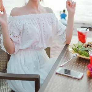 Women white off shoulder bohemian long dress summer beach vacation maxi dress elegant