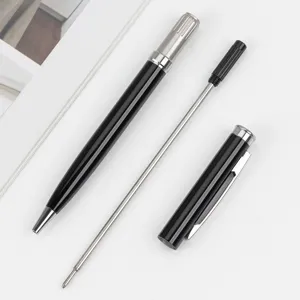 Metalen balpen set, zwart zilveren kantoor zakelijke pen met roterende vulling ontwerp.