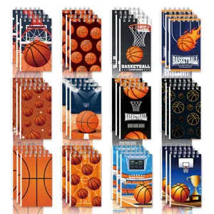 Mini Cuaderno de Espiral con Tema de Baloncesto para Niños Estudiantes Bloc de Notas de Bolsillo para Regalos de Fiesta Deportiva Papelería Escolar