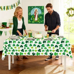 St. Patrick's Tag Tischdecke Grünes Kleeblatt Tischabdeckung für Party Heimdekoration