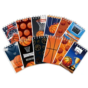 Cuaderno de espiral de baloncesto portátil con diseños deportivos para estudiantes y diario.