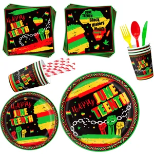 Juneteenth party supplies tableware set with plates cups napkins straws for celebration