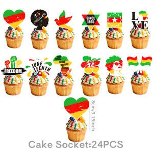Juneteenth cupcake toppers set of 24 pieces Black History Month party decorations decor