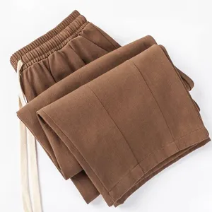 Brown men casual pants detail, pure cotton drape fabric, vintage double pleated design.