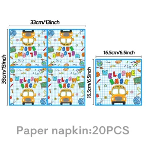 Schulanfang Party Papierservietten 33x33cm Schulbus Tischdeko Partyzubehör 20Stk
