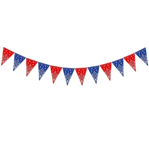 Red and blue western cowboy paisley triangle flag banner for birthday party decoration.