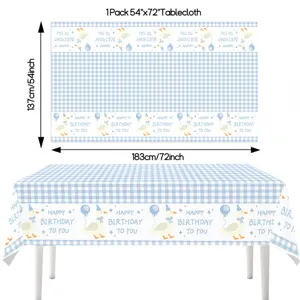 Blaue Ente Geburtstag Tischdecke 54x72 Zoll karierte Party Tischabdeckung für Feiern.