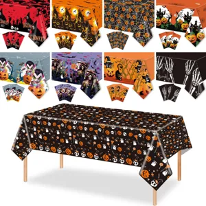 Halloween plastic tablecloth waterproof pumpkin skeleton scary party table cover decoration