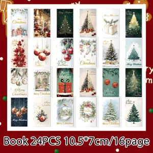 Weihnachtsthema Sattelstich Notizbuch Set, 24 Stück tragbare süße Cartoon Notizbücher.