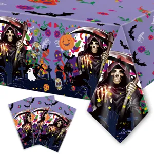 Halloween plastic tablecloth waterproof oilproof pumpkin skeleton table cloth party decor