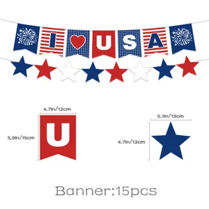 Unabhängigkeitstag Party Dekoration Banner Set mit USA Buchstaben Flaggen und Sternen.