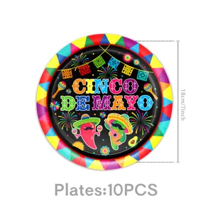 Cinco de Mayo Pappteller Einweg Party Geschirr 18cm 7Zoll 10Stk Set mexikanische Deko