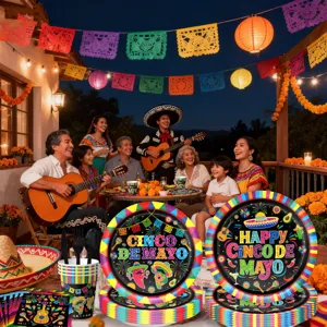Cinco de Mayo Party Geschirr Set Pappteller Pappbecher Servietten Fiesta Dekoration