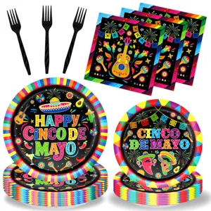 Cinco de Mayo Party Geschirr Set Detail, mexikanische Fiesta Pappteller Papierservietten