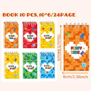 Set van 10 mini blok thema spiraalnotitieboekjes, 24 pagina's, 10x6cm voor dagelijkse notities.