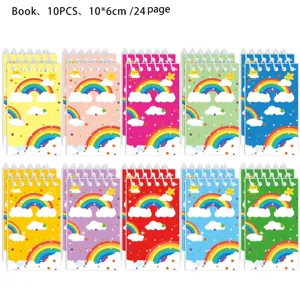 Mini cuadernos de espiral con arcoiris set de 10 piezas, diario portatil 10x6cm con 24 paginas.