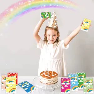Mini cuaderno de espiral con tema de arcoíris, lindo bloc de notas portátil para niños y estudiantes.