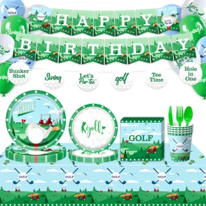 Golf Thema Geburtstag Party Zubehör Grün Sport Thema Einweggeschirr Pappteller Tassen Servietten Tischdecke Dekorationen Für Kinder Erwachsene
