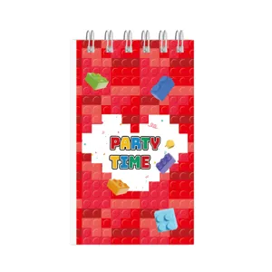 Lego stijl spiralanotitieboekje rood blokpatroon schattig dagboek mini notitieboekje voor scholieren
