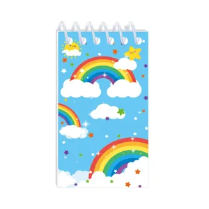 Bonito cuaderno de espiral de bolsillo con arcoíris, mini bloc de notas para estudiantes.