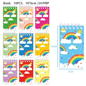 Mini cuaderno de espiral arco iris set de 10, blocs de notas de bolsillo 10x6cm con 24 pág.