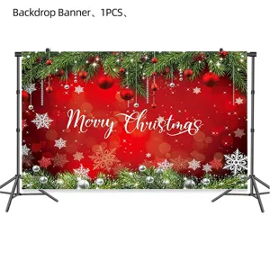 Bannière de fond de photographie de Noël décoration de fête rouge accessoire photo
